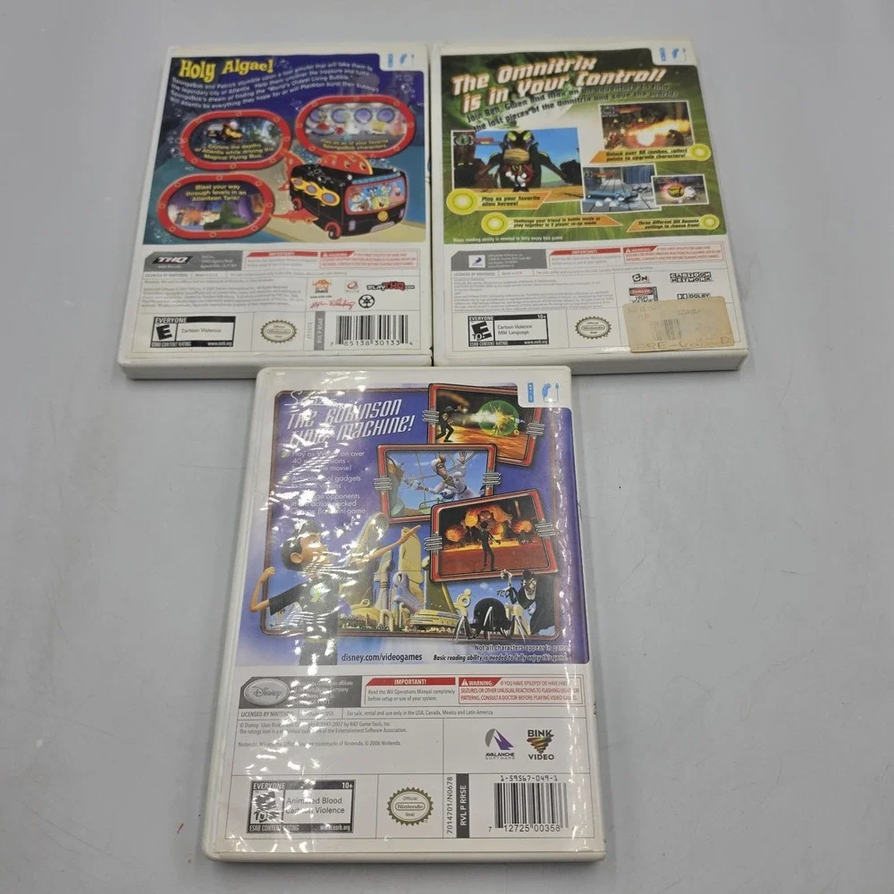 Nintendo Wii 3 Game Lot SpongeBob Atlantis Ben10 Meet The Robinsons 2006 Complet